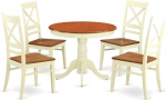 East West Furniture ANQU5-WHI-W 5 Piece Dining Set for 4 - Round Kitchen Table with Base and 4 Dining Chairs - 36" x 36"