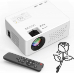 Projektor, mini projektor kaasaskantav, Full HD 1080P toetab projektorit, 50%-100% suurendus, Bluetooth 5.2, 200-tolline kodukino, &uuml;hildub nutitelefoniga / TV-pulgaga / s&uuml;learvutiga