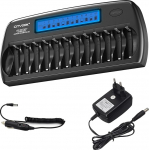 CITYORK AA AAA AAA akulaadija 12 pesaga, LCD akulaadija AA/AAA NI-MH NI-CD laetavatele akudele koos t&uuml;hjendamise ning integreeritud IC-kaitsega ja toiteallikaga