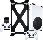 Xbox Series S Wall Mount & Controller Wall Mount Kit von Q-View - Sichere Untertischhalterung - Signature X Design - Schrauben und Befestigungselemente enthalten - Kunststoff - Schwarz
