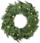 KOZII - Weihnachtskranz, beleuchtet, Mehrfarbig - 25 LED SMD 3000 K Warmwei&szlig; - 8 Modi, 15000 H - IP44, V&auml;lisvalgustus - Natureffekt - PVC - &Oslash; 45 x 7 cm.