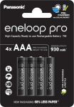 Panasonic eneloop pro, kasutusvalmis NI-MH aku, AAA/Micro, 4er-Pack, min. 930 mAh, 500 Ladezyklen, geringer Selbstentladung, wiederaufladbarer aku, plastikfreier Verpackung, must, BK-4HCDE/4BE