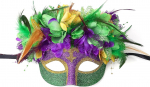 OIDEA Damen Venezianische Maske mit Feder: Irische Augenmaske Halbmaske Leicht angenehm f&uuml;r Maskerade Karneval Ostern Maskenball Faschingsparty Kost&uuml;m Cosplay