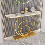 Moderner, schmaler Eingangstisch f&uuml;r das Wohnzimmer, geometrischer Konsolen-Sofatisch aus Metall, Flur-Foyertisch (wei&szlig;, 47,2 Zoll) &ndash; stilvolles und funktionales Akzentm&ouml;bel f&uuml;r den Eingangs