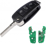 Heart Horse 3 nuppude asendamine Flip Key Shell kaugjuhtimispult, mis &uuml;hildub A3 S3 A4 S4 TT 434MHz ID48 kiibiga, A3 auto v&otilde;tmekarbi / A4 S4 asendus Flip Key / TT kaugjuhtimispuldiga