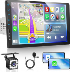 1 DIN autoraadio koos Carplay ja Android autoga, 9-tolline puutetundlik raadio koos EQ, Bluetooth, FM-raadio, 1080P, SWC + mikrofon + tagurduskaamera