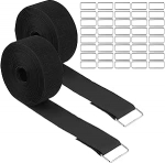 5 cm x 5 m Klettverschluss mit 40 Metallschnallen, 2 St&uuml;ck, schwarz, verstellbare Befestigungskabelb&auml;nder f&uuml;r Kabelordnung, Kabelmanagement-Organizer
