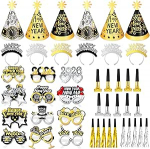 HOWAF aastavahetuse dekoratsioon 2026 Must kuld, aastavahetuse peom&uuml;tsid, &otilde;nneliku uue aasta peapael, prillid, trussid fototarvikute jaoks uusaasta aksessuaarid, &otilde;nneliku uue aasta dekoratsioon 2026