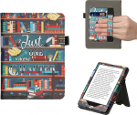 kwmobile Flip Cover &uuml;hildub Amazon Kindle Paperwhite (11th Gen - 2021) - &uuml;mbris koos k&auml;erihmaga Raamatukogu teema Mitmev&auml;rviline