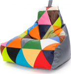 Ecopuf - Keiko Patchwork Pouf Armchair Outdoor - Polystyrene Balls Bean Bag - Waterproof Fabric Bag - Relaxation Chair - Home Decor - Armchair Size M - 100x80x85cm, Grey E15