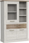 Newroom Coby.Ten Modern Pine White Display Cabinet 108.4 x 106.3 x 41.3 cm (W x H x D) Glass Cabinet Standing Display Cabinet Glass Cabinet Living Room