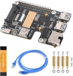 Waveshare PCIe to MiniPCIe/Gigabit Ethernet/USB 3.2 Gen1 HAT+ &uuml;hildub Raspberry Pi 5, toetab mitut operatsioonis&uuml;steemi ja MiniPCIe liides 4G moodulit (ilma SIM7600G-H-PCIE), kiire v&otilde;rgu&uuml;hendus