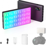 SMALLRIG RM120-3808 RGB LED Video Light 5000 mAh Photo Light with OLED Screen, Cold Shoe Mount and Diffuser, 1500Lux@0.3 m 2500K-8500K All-Metal Camera Continuous Light with 12 Light Effects