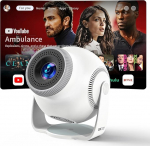 Miniprojektor, projektor, miniprojektor 1080P Full HD, 480 ANSI luumenit, Android 14 s&uuml;steem, 8K dekodeerimine, WiFi 6 Bluetooth 5.4, automaatne keystone korrektsioon, 180&deg; p&ouml;&ouml;ramine, projektor 4K kodukino