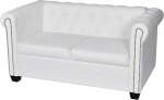 SECOLI Chesterfield Sofa 2-Seater Retro Faux Leather Vintage White Couch Upholstered Sofa Sofas & Couches Living Room Sofa Lounge Sofa White 2-Seater