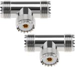 Pakett 2 UHF Female to Double UHF Female Triple T Connector PL259 Adapter 3-Way Accessories Asendus Antennas FPV CB Radio Scanner'ile