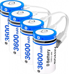 4 D aku pakett laetav 3600 mAh, 1,5 V laetav D aku USB t&uuml;&uuml;p C laadimiskaabel LR20 asendusaku taskulambi jaoks