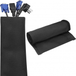 hankekaart Kabelf&uuml;hrungsh&uuml;lsen mit Klettverschluss, 2 m x 7,1 cm, flexible Kabelabdeckungen, Kabelversteck, Kabel-Organizer und Kabelschutz f&uuml;r Schreibtisch, TV, Computer, Schwarz