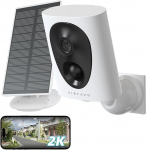 virtavo Outdoor Surveillance Camera Battery Solar WiFi Camera Surveillance Outdoor Wireless Camera Night Vision WiFi Outdoor Works with Alexa, PIR, 2-Way Audio, Cloud/SD Storage 2.4 GHz 2K