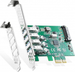 Binardat PCIE kuni 4 pordi USB 3.0 laienduskaardi v&otilde;imsus s&otilde;ltumatu madala profiiliga klamber Windows 10/11 jaoks