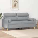 ShGaxin 3200821 2-Seater Sofa with Decorative Cushions Light Grey 140 cm Fabric, Sofas & Couches, Sofa Living Room, Sofa for Teenager's Room, Relaxing Sofa, Sofa for Bedroom, Upholstered Sofa