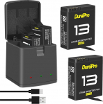 DuraPro 2 x 2100 mAh aku + LED 3 pesaga laadija C-t&uuml;&uuml;pi pordiga GoPro Hero 13 Black kaameratele
