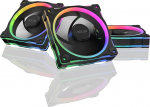 ASUS Prime MR120 Must 3-in-1 ARGB korpuseventilaator 3-st paketist (kahepoolne valgustus, 20 adresseeritavat RGB LED-i, 28 mm raam, PWM-juhtimine, ventilaatori kiirus 1600 rpm, 21 dB(A) m&uuml;ratase, 58 CFM, must)