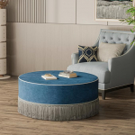 100 cm &uuml;mmargune Pouf Stool Ottoman kohvilaud elutuppa, suur sametist jalatugi polsterdatud magamistuppa ja garderoobi, kaasaegne polsterdatud tupsuga tool (sinine)