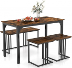 COSTWAY s&ouml;&ouml;gilaud koos pingi ja 2 tooliga, 4 k&ouml;&ouml;gilaua komplekt, t&ouml;&ouml;stuslik s&ouml;&ouml;gikomplekt k&ouml;&ouml;ki, s&ouml;&ouml;gituppa, restorani, baarilaua ja toolidega, vintage istumiskomplekt (120 x 60 x 75 cm, pruun)