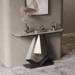 Konsole Sofatisch mit Metallrahmen, dekorativer Beistelltisch f&uuml;r Wohnzimmer, Flur, Foyer, Eingang, Eingangsbereich