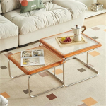 Couchtisch-Set, Vintage-Kunststoff-Rattan-Weberei f&uuml;r Wohnzimmer und Schlafzimmer, ideal f&uuml;r kleine R&auml;ume