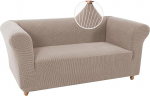Chesterfield Stretch Diivan Cover, libisemiskindel, plekikindel, Stretch Diivan Slipcover, 3-kohaline diivanikate koos k&auml;etugedega, Super pehme kangas (Sand,2 Posti)