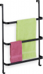 Relaxdays Door Towel Rail No Drilling Required 3 baari ja 2 konksu H x L x S: 85 x 54,5 x 15 cm Vannitoa r&auml;tikuratas teras mustana