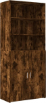 vidaXL Highboard, Sideboard koos hoiuruumiga, k&otilde;rge kabineti hoiukapp elutuppa, k&uuml;lgkapp, mitmeotstarbeline kapp, suitsutatud tammepuust materjalist