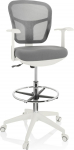hjh OFFICE Top Work 760009 T&ouml;&ouml;stustool 108 W v&otilde;rkergonoomiline kontoritool r&otilde;ngaga jalatoega Hall/valge