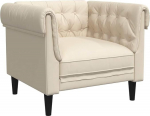 vidaXL Chesterfield tugitool, polsterdatud tool k&auml;etugedega, seljatugi, tugijalad, elutoa tugitool, klubitool, kaasaegne, linane kangas
