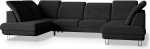 Masseno Ecksofa Teramo mit Schlaffunktion U-Form, Klassisch Sofa mit Bettkasten, Wohnzimmersofa, Couch, Soffa, Bettsofa, Couchgarnitur - Schwarz, Monolith 95