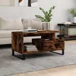 Hovothy Coffee Table 90 x 49 x 45 cm Small Living Room Kitchen Table Sofa Table Extendable Living Room Table Side Table Coffee Table Smoked Oak