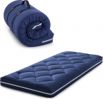 Jamdok Single Roll Up p&otilde;randamatt, Memory Foam Folding Matratsi Topper, masinpesu katte, magamismatt, kaasaskantav (190 x 75 x 10 cm), sinine