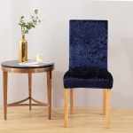 6er Set Stuhlhussen aus Pannesamt f&uuml;r Esszimmer Stretch Parsons Stuhl K&uuml;chen Schonbez&uuml;ge abnehmbar rutschfest waschbar Sitzschutz f&uuml;r K&uuml;che und Hotel (6 Marineblau)