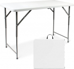 Todeco telkimislaud reguleeritava k&otilde;rgusega, ristk&uuml;likukujuline aialaud kandek&auml;epidemega, peolaua 120 x 60 x 76 cm, lai &otilde;lletelgi laud telkimiseks, grillimiseks, peoks, puhvetiks, pulmadeks, valge