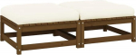 Massivholz Garten-Ecksofa aus Kiefer mit grauen Kissen modular kombinierbare Eckgarnitur f&uuml;r den Garten Outdoor-Ecksofa