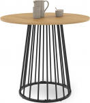 IDMarket - Yuna &uuml;mmargune s&ouml;&ouml;gilaud 4 inimesele, puidust lauaplaat ja mustad metalljalad 80 cm