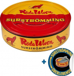 Surstr&ouml;mming R&ouml;da Ulven Original (k&auml;&auml;ritatud pulgad) - 400g/300g kala, pliiats, purgi