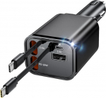 Aimtel 4-in-1 sigaretis&uuml;&uuml;taja USB C 69 W autolaadija, autolaadija telkimiseks, autolaadija matkaauto jaoks, autolaadija sisset&otilde;mmatava kaabliga, 12 V/24 V USB adapter auto &uuml;hildub iPhone'iga/Samsungiga