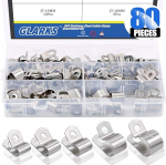 Glarks 80 t&uuml;kki 5 suurust 1/4" 5/16" 3/8" 1/2" 5/8" roostevabast terasest kaabliklambrite komplekt