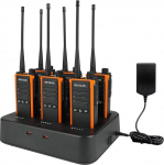 Retevis C65B raadioside komplekt, pikamaa Walkie Talkie, veekindel IP67, 1800 mAh, PTT, grupik&otilde;ne, Type-C, VOX, Walkie Talkie t&auml;iskasvanutele koos 6-viisilise laadijaga ehitusplatsidel (pakett 6)