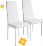Set of 2 Chairs Loud Faux Leather Dining Chairs Padded Seat and Back Dining Chair Set SGS Approved (White)