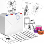Phomemo Mini termoprinter 6 sildirulliga M02S juhtmevaba Bluetoothiga kaasaskantav 300dpi printer koos laetava akuga p&auml;eviku korraldamise fotode jaoks, &uuml;hildub iOS ja Androidiga, valge