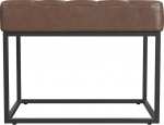 HomePop Theodore Channel Tufted Small Ottoman Brown Faux Nahk